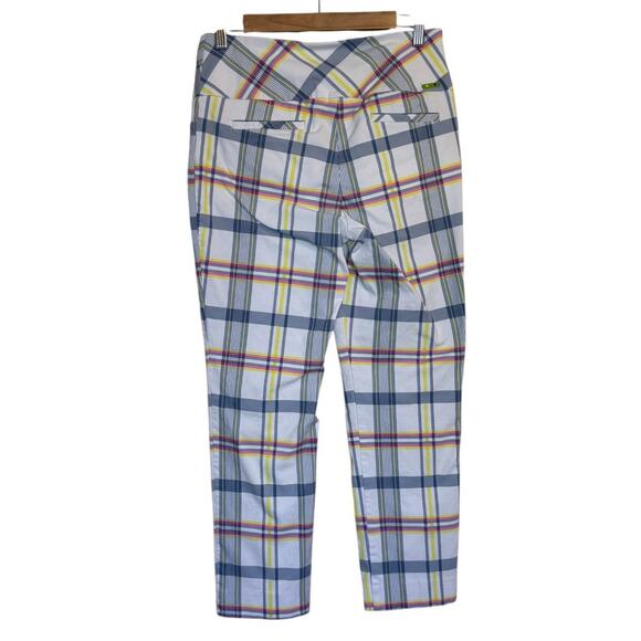 Swing Golf Control Ankle Pant Women 8 White Neon Plaid Stretch Outdoor Masters - Picture 5 of 11